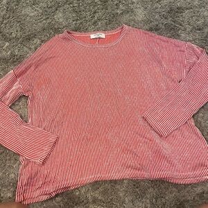 Zenana Outfitters Red and White Striped Top